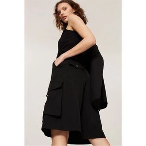 JW ANDERSON Gabardine Wide Leg Wool Cargo Shorts Black